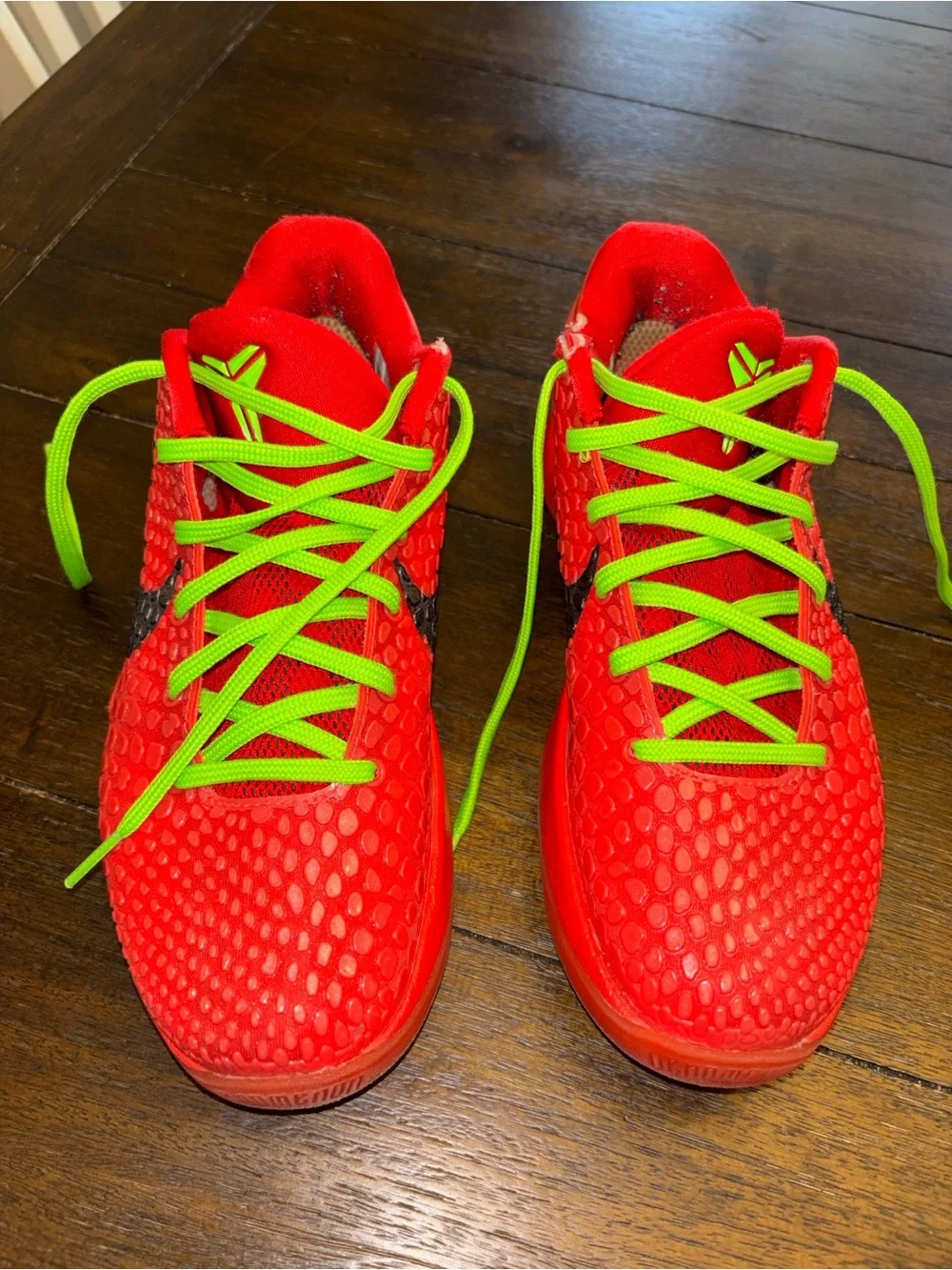 Nike Kids Zoom Kobe 6 Protro - Red with Neon Green Laces
